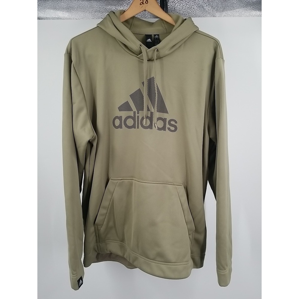 Adidas Aeroready Mens XL Pullover Hoodie Green Fleece Sweatshirt